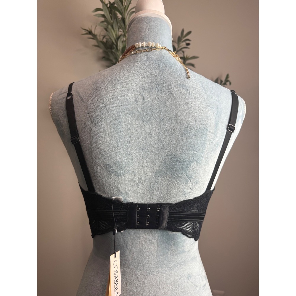 Cosabella Black Floral Lace Longline Underwire Bralette Adjustable Strap NEW 34D - Picture 5 of 12